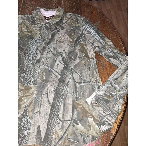 XL 16/18 Outfitters Ridge Long Sleeve Real Tree Hardwood Camo Button Front Shirt - Picture 2 of 5